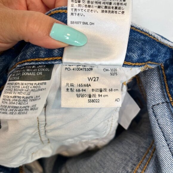 Levi's 501 Premium Cut off jean denim shorts Size 27 Medium wash High rise - Picture 8 of 11